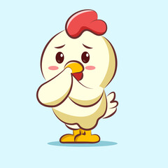 cute cartoon character chicken with full hope. animal cartoon logo for elements, sticker