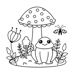 Frog and flower coloring pages for kids book