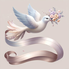 Obraz premium Dove in the air with wings wide open in-front of the sun