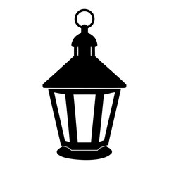 Empty Lantern black silhouette simple flat vector Illustration isolated on a transparent background