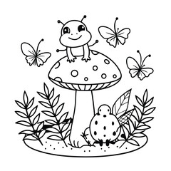 Frog and flower coloring pages for kids book