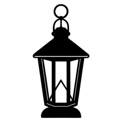 Lantern black silhouette simple flat vector Illustration isolated on a transparent background