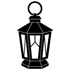 Lantern black silhouette simple flat vector Illustration isolated on a transparent background