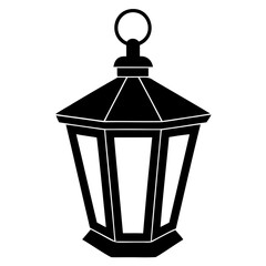 Lantern black silhouette simple flat vector Illustration isolated on a transparent background