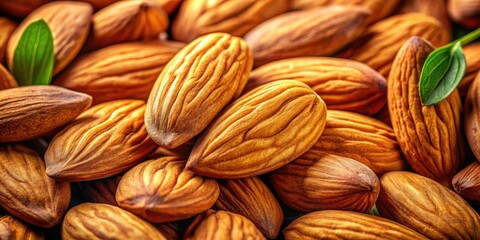 Fototapeta premium Crisp, high-resolution close-up of whole and halved almonds; a healthy snack.