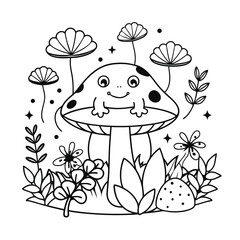 Frog and flower coloring pages for kids book