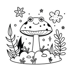 Frog and flower coloring pages for kids book