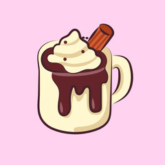 hot choco vector cartoon design for elements, clipart, sticker and valentine