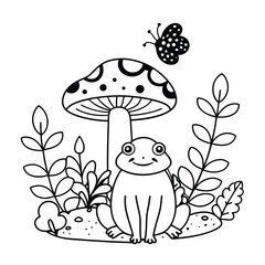 Frog and flower coloring pages for kids book