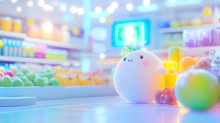 Obraz premium cute cartoon fruit shop character - kawaii/cute characters