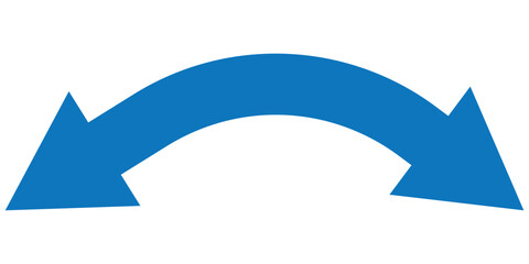 Dual sided arrow vector, icon, silhouette design. Semicircular curved thin, long double ended arrow vector design for website, app and logo design. Vector illustration of duel side arrow.