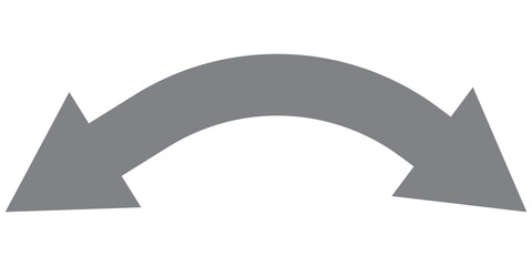 Dual sided arrow vector, icon, silhouette design. Semicircular curved thin, long double ended arrow vector design for website, app and logo design. Vector illustration of duel side arrow.