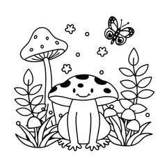Frog and flower coloring pages for kids book