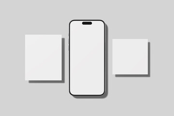 mobile with social media post mockup blank