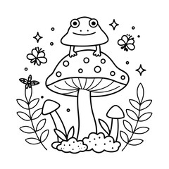 Frog and flower coloring pages for kids book