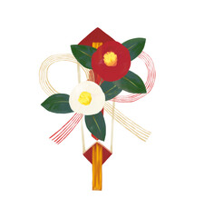 水引付き椿の花の飾り熨斗