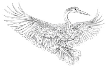 Crane Bird Soaring Gracefully High