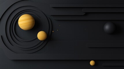 Abstract planetary design with concentric circles and dark background