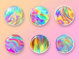 Collection of 3D Holographic Geometric Shapes with Soft Light Effects, Pastel Gradient Colors, and Glossy Surface Perfect for Abstract Artwork