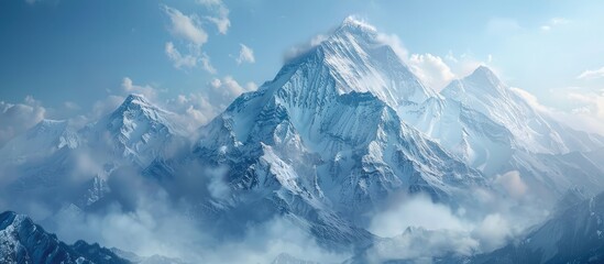 Obraz premium Snowy Mountain Peaks in a Blue Sky