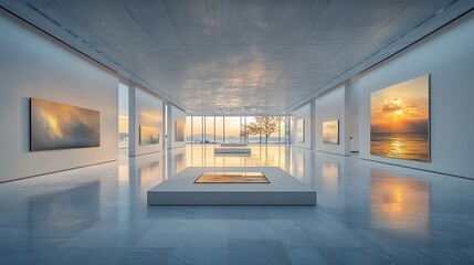 Modern Art Gallery Sunset Seascape View