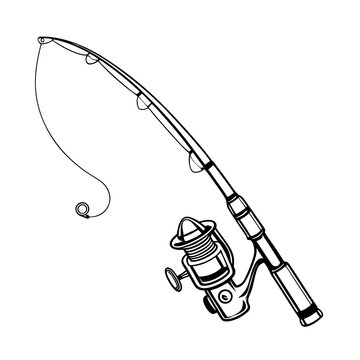 recommend clip art: Fishing Rod and Reel Line Art Illustration
