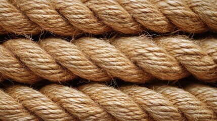 Close-up of natural brown hemp rope with visible textures and knots.