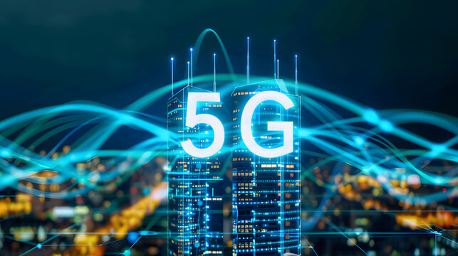 5g technology revolutionizing urban connectivity city skyline high-tech visual nighttime innovative concept