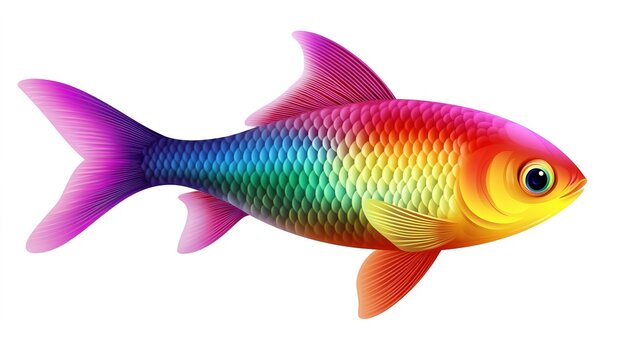 Realistic Rainbowfish Vector Illustration with Vibrant Colors on White Background