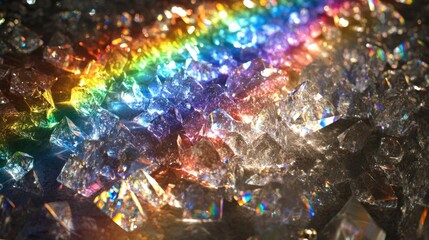 Colorful crystal shards with rainbow reflections.