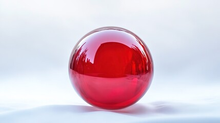 Red Big Christmas Bubble Ornament, Vibrant Holiday Decoration on White Blank Background, Festive Xmas Ornament