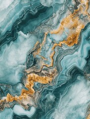 Naklejka premium Close-up of a marble pattern with unique speckled colors on a geological rock formation surface. The image highlights the natural beauty and vein structures typical in natural stone.