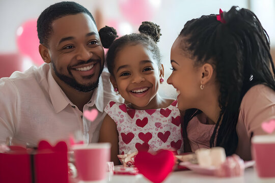 family celebrating christmas background in concept of valentine day 14th February 2025 with gift rose flower love heart romance and romantic in pink and red