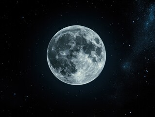 Obraz premium The full moon glowing brightly, supernatural light cascading through the star-filled night sky
