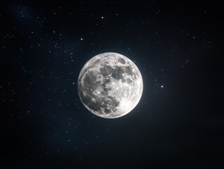 Naklejka premium The full moon glowing brightly, supernatural light cascading through the star-filled night sky