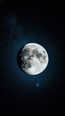 Obraz premium Ethereal light streaming from the moon, stars shimmering vividly in a cosmic display of harmony