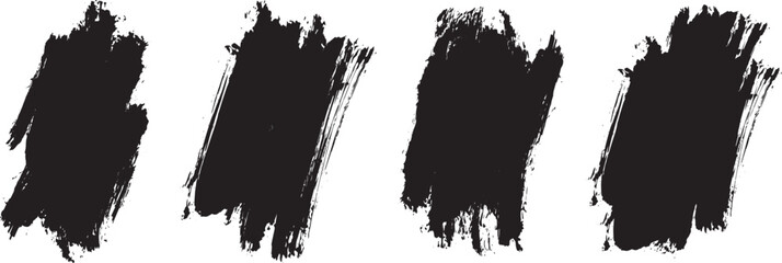 Vector black grunge ink brush strokes and lines, creative brush lines with rough edges, paint hand made creative brush stroke set isolated on white background