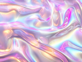 Fototapeta premium Glossy Holographic Texture Background with Smooth Gradient Colors in Pastel Shades Perfect for Creative Designs, Abstract Art, and Digital Artwork