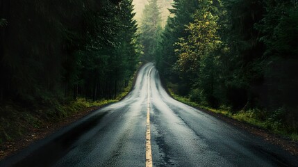 Fototapeta premium Forest Road: A Journey Through Nature's Embrace