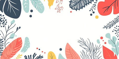 Colorful floral frame, white background, design template, website header.