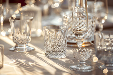 Elegant Assortment of Crystal Glassware Showcasing Impeccable Craftsmanship and Sophistication in a Refined Setting