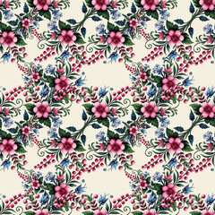 seamless pattern with flowers leaf natural nature