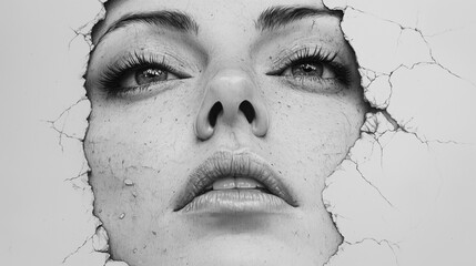Obraz premium sketch portrait of woman who undergoes mental health issues