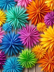 Obraz premium Colorful Decorative Flowers on Wood Background