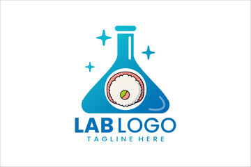 Unique logo combining lab and sushi, perfect for modern food and science branding