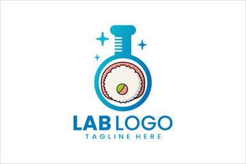 Unique logo combining lab and sushi, perfect for modern food and science branding