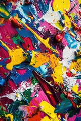 Artwork with vivid splashes of paint in various colors