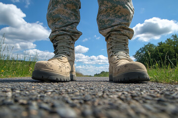 A pair of boots with a camo pattern on them