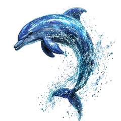 A vibrant illustration of a dolphin leaping out of the water, showcasing its grace and beauty.