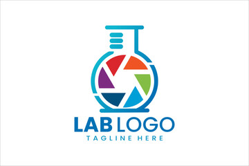 Innovative ScienBold fusion of lab and camera shutter, ideal for science-inspired photography brandingce Lab Camera Logo for Brands